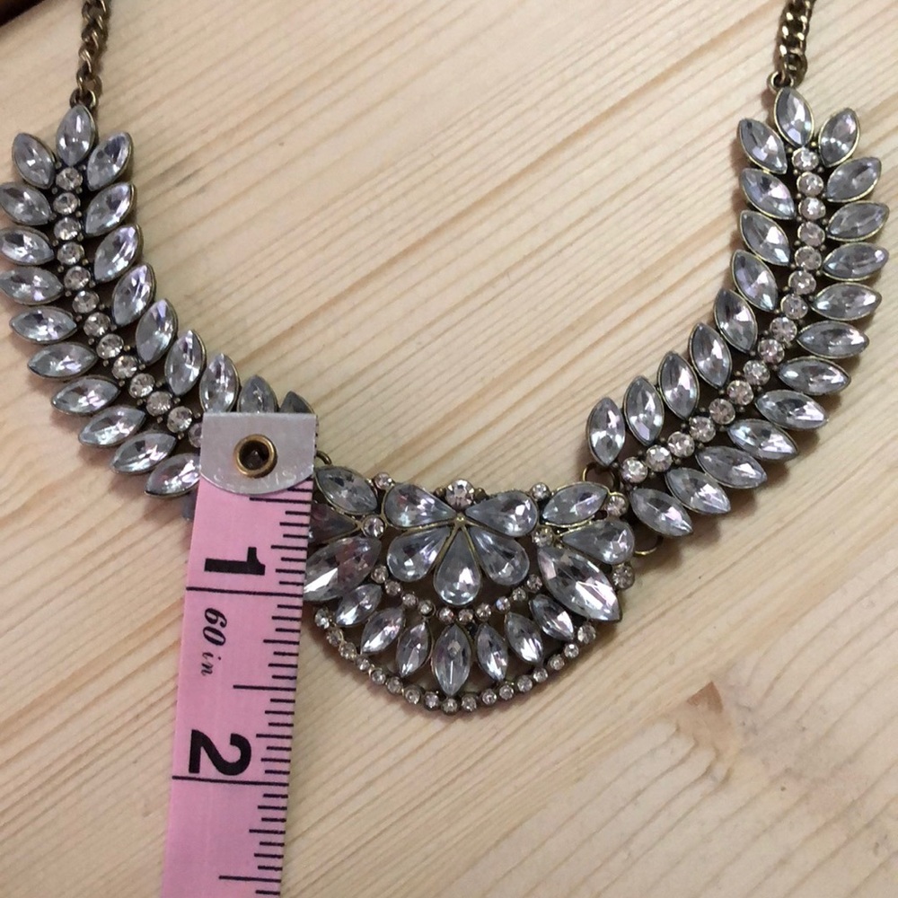 Leaf Design Crystal Statement Necklace - image 2
